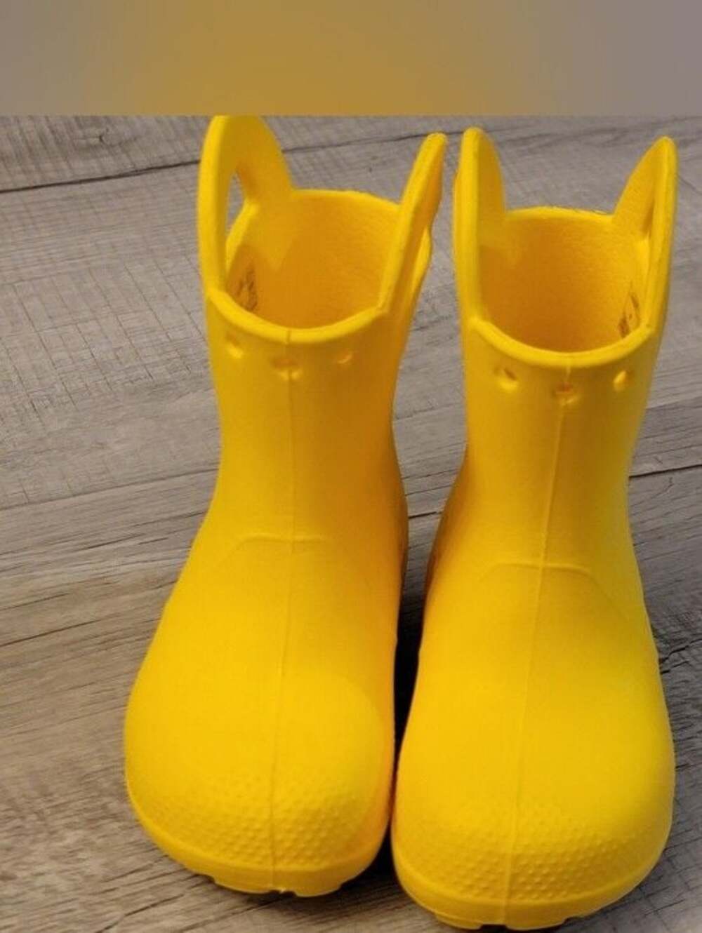 CROCS Kids Yellow Slip-On Rain Boots with Pull Handles